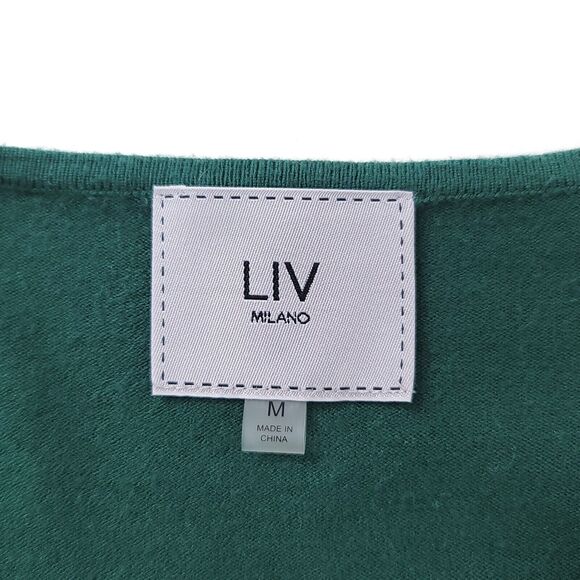 Liv Milano Sweater Womens Medium Rhinestone V Neck Pullover Stretch Top Soft - Picture 3 of 9